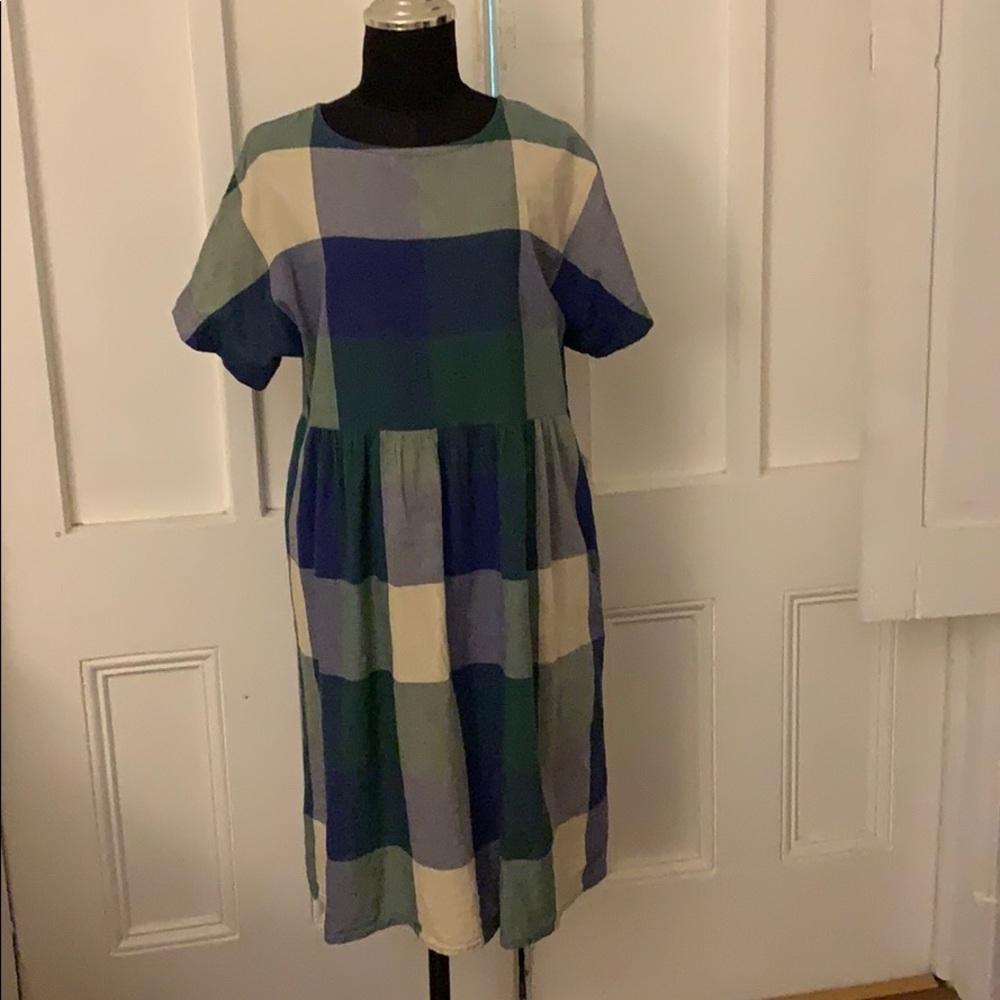Pou dou dou japan Plaid cotton summer dress